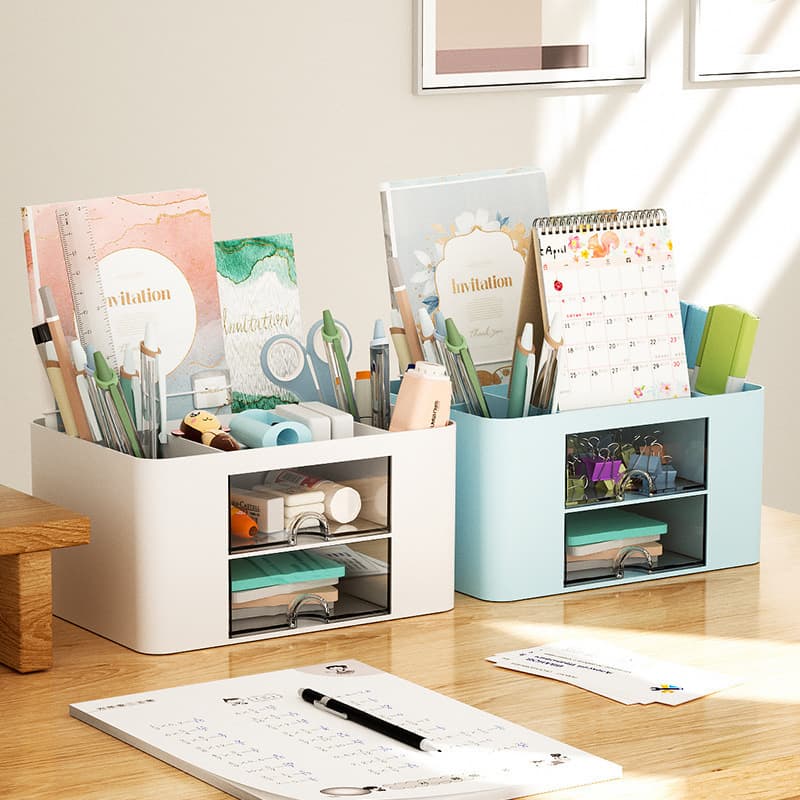 Table storage box, plastic makeup box, universal storage system for office 2