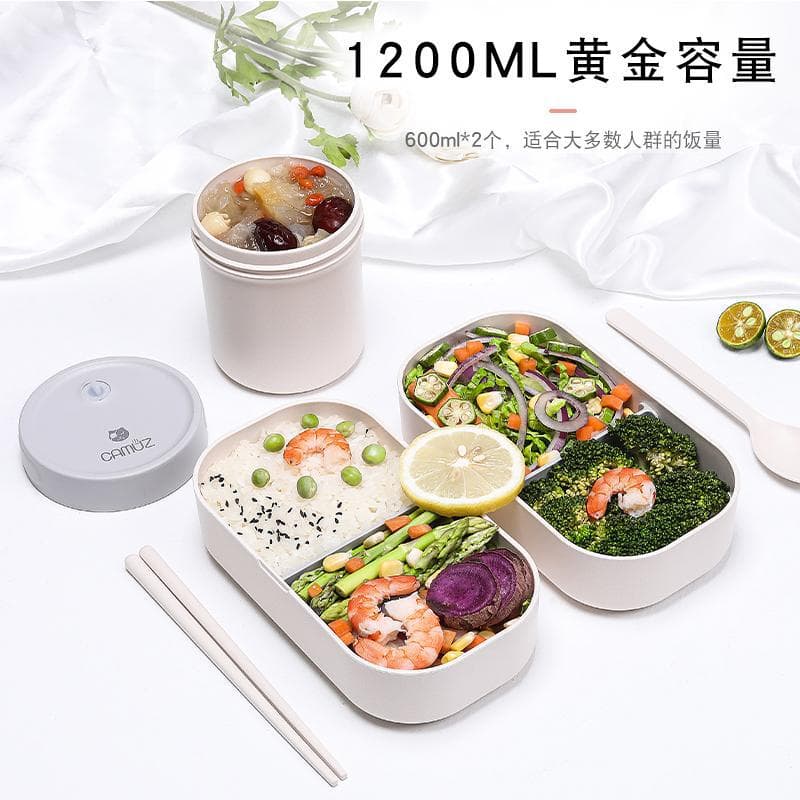 【Support the printing logo】CAMUZ bamboo fiber bento box Japanese double-layer lunch box can be microwave-heated 3