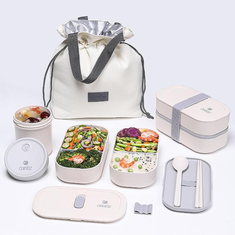 【Support the printing logo】CAMUZ bamboo fiber bento box Japanese double-layer lunch box can be microwave-heated 1