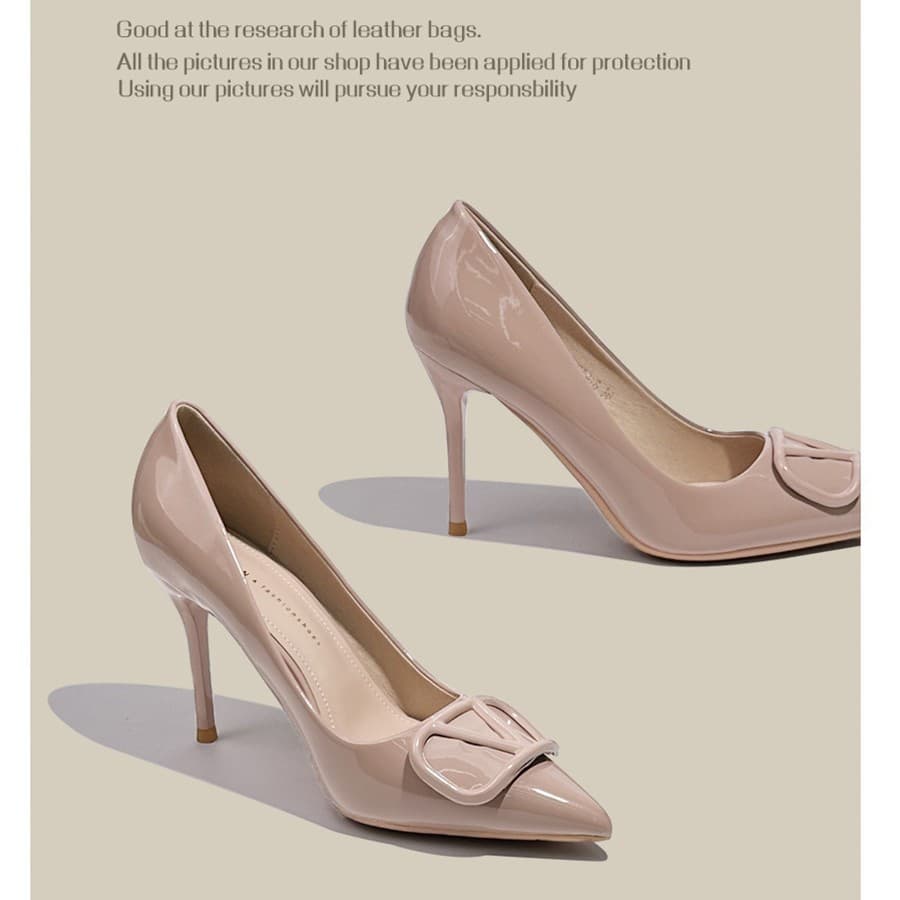 Elegant universal high heels pointed-toe heels made of patent leather, 2024 years 1