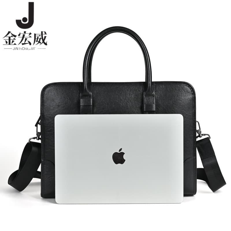 Cross -border men's retro portable briefcase leather large capacity trend simple business briefcase 2