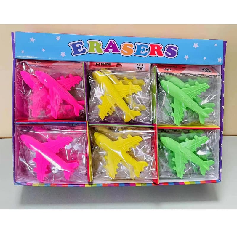 Cartoon children's hairpins for pencils, cute airplane, eraser for students, creative stationery 4
