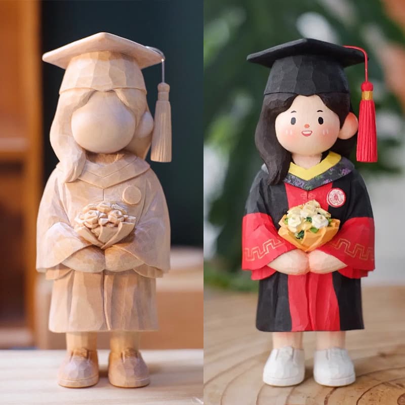 Customized wood carvings, wooden handicrafts, solid wood root carvings, cartoon animals and plants, desktop ornaments, custom wood handicrafts 2