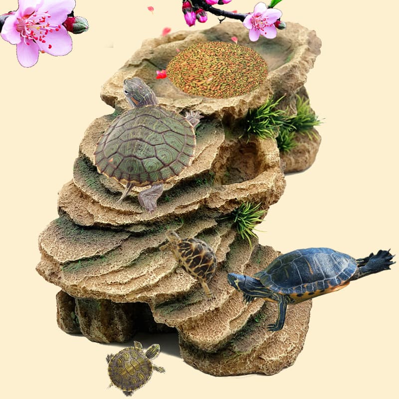 Aquarium turtle sunbathing platform landscaping decorative resin handicraft simulation stone reptile products fish tank ornaments 2