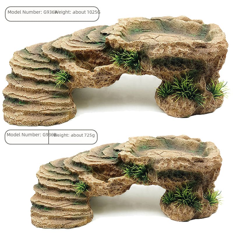 Aquarium turtle sunbathing platform landscaping decorative resin handicraft simulation stone reptile products fish tank ornaments 3