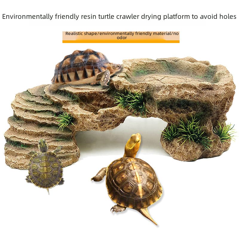 Aquarium turtle sunbathing platform landscaping decorative resin handicraft simulation stone reptile products fish tank ornaments 1