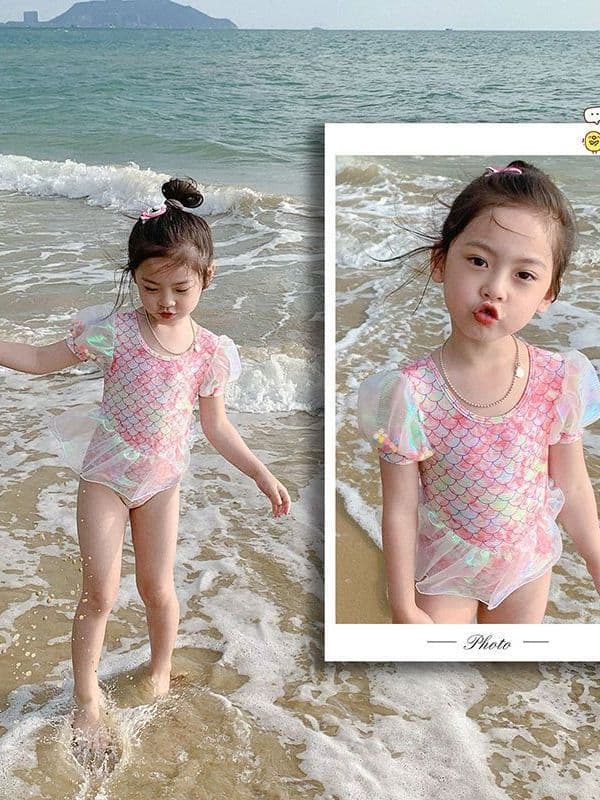 Small princess costume, cute children's swimwear, set for swimming 2