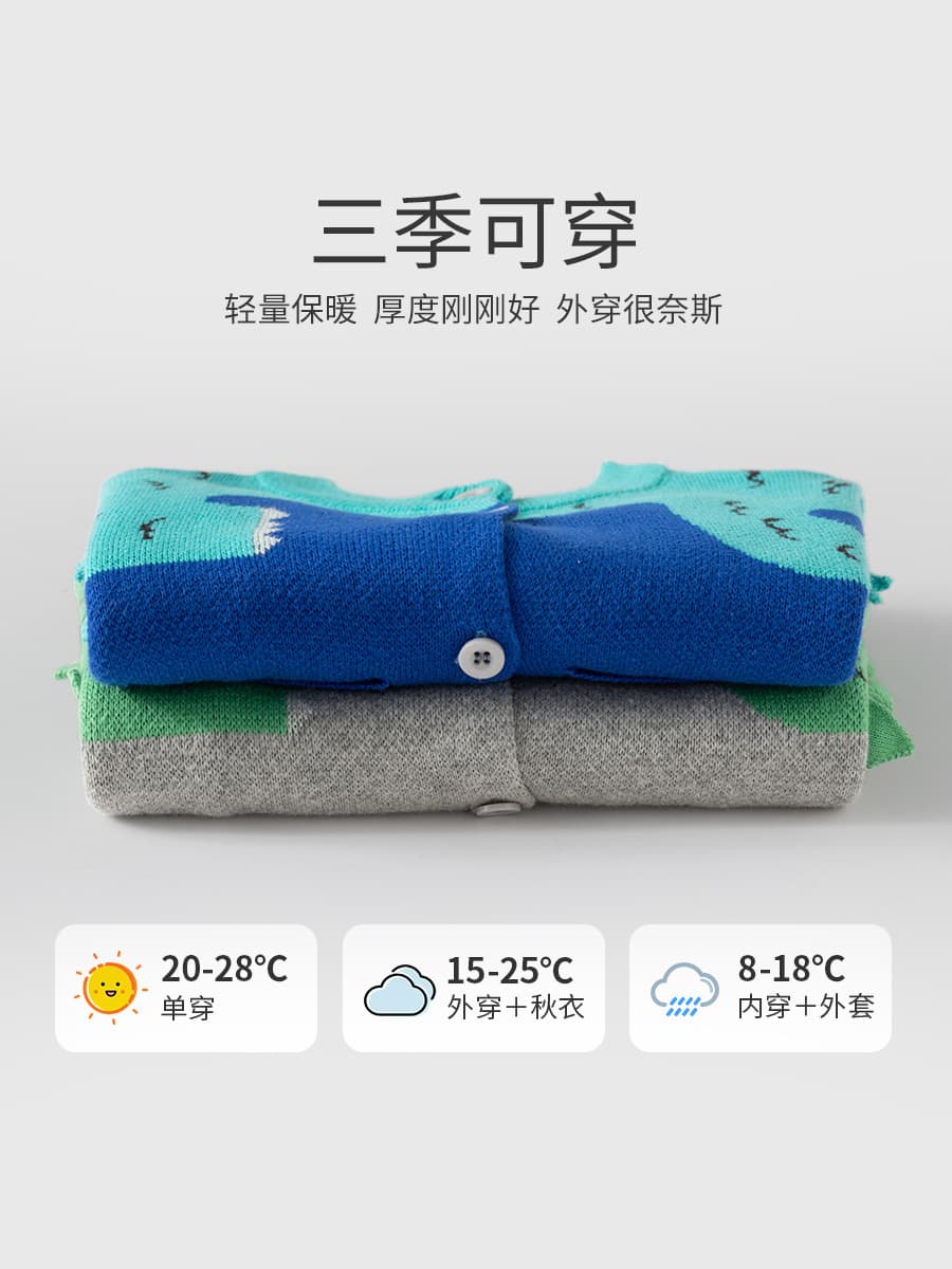 Knitted dinosaur, children's demi-season autumn sweater, cotton cardigan for boys, jacket, increased thickness 3
