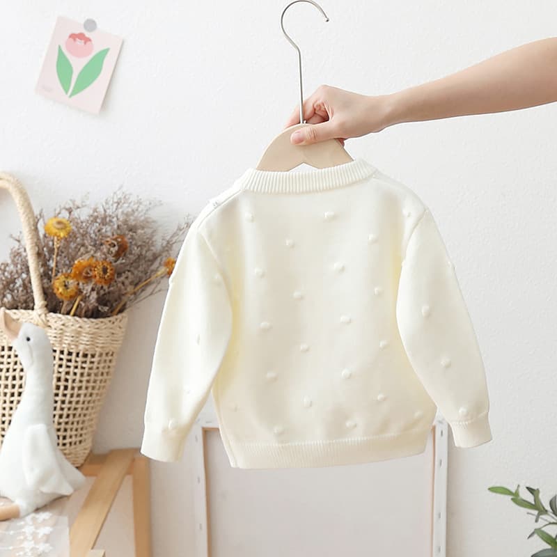 Sweater, children's knitted cardigan for early age, woolen lace jacket, suitable for spring and autumn, lace dress, flowered 4