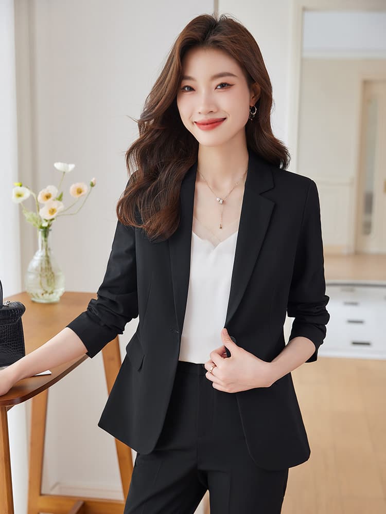 Classic suit jacket, autumn demi-season fashionable elegant set for work 4