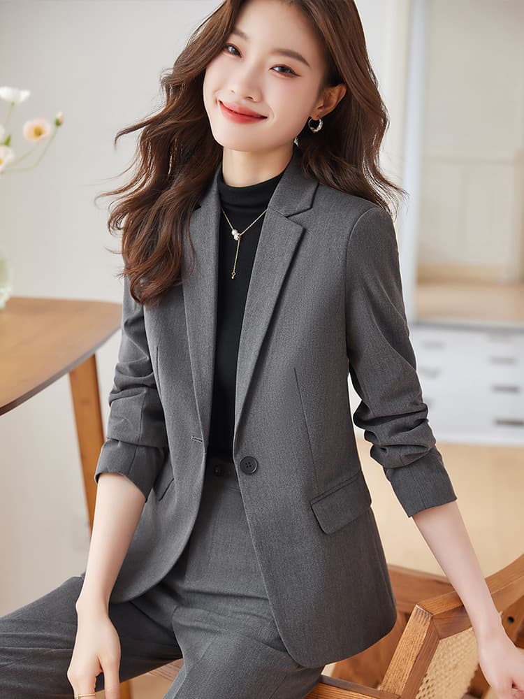 Classic suit jacket, autumn demi-season fashionable set for work