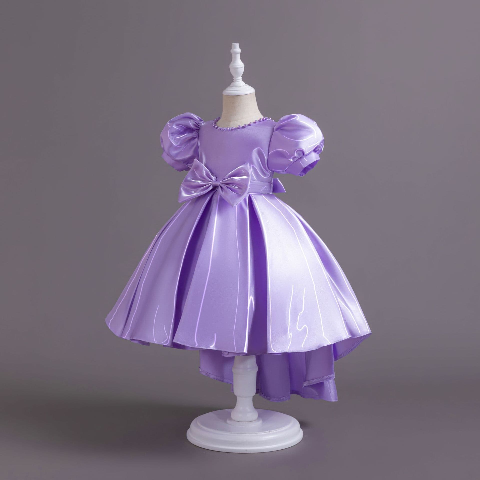 Small princess costume, piano performance costume, evening dress, 2023 collection, puff sleeves 4