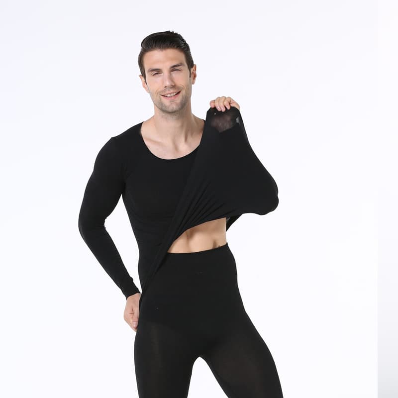 Ultra thin demi-season thermal underwear with a round collar, keep warm set, plus size, slim fit 4