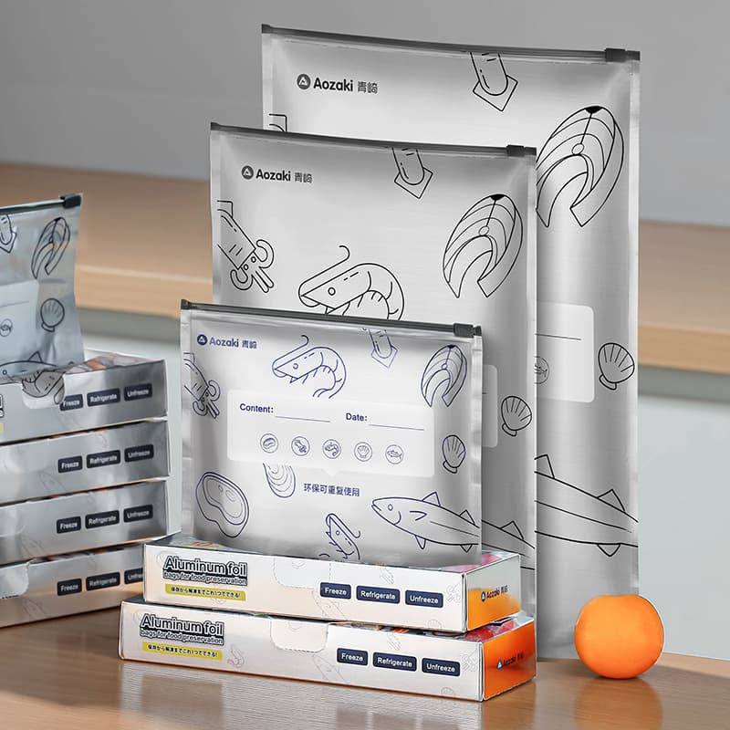 Aozaki aluminum foil in Aozaki aluminum foil food -grade refrigerated sealed bag refrigerator refrigerator frozen tin foil density bag 4