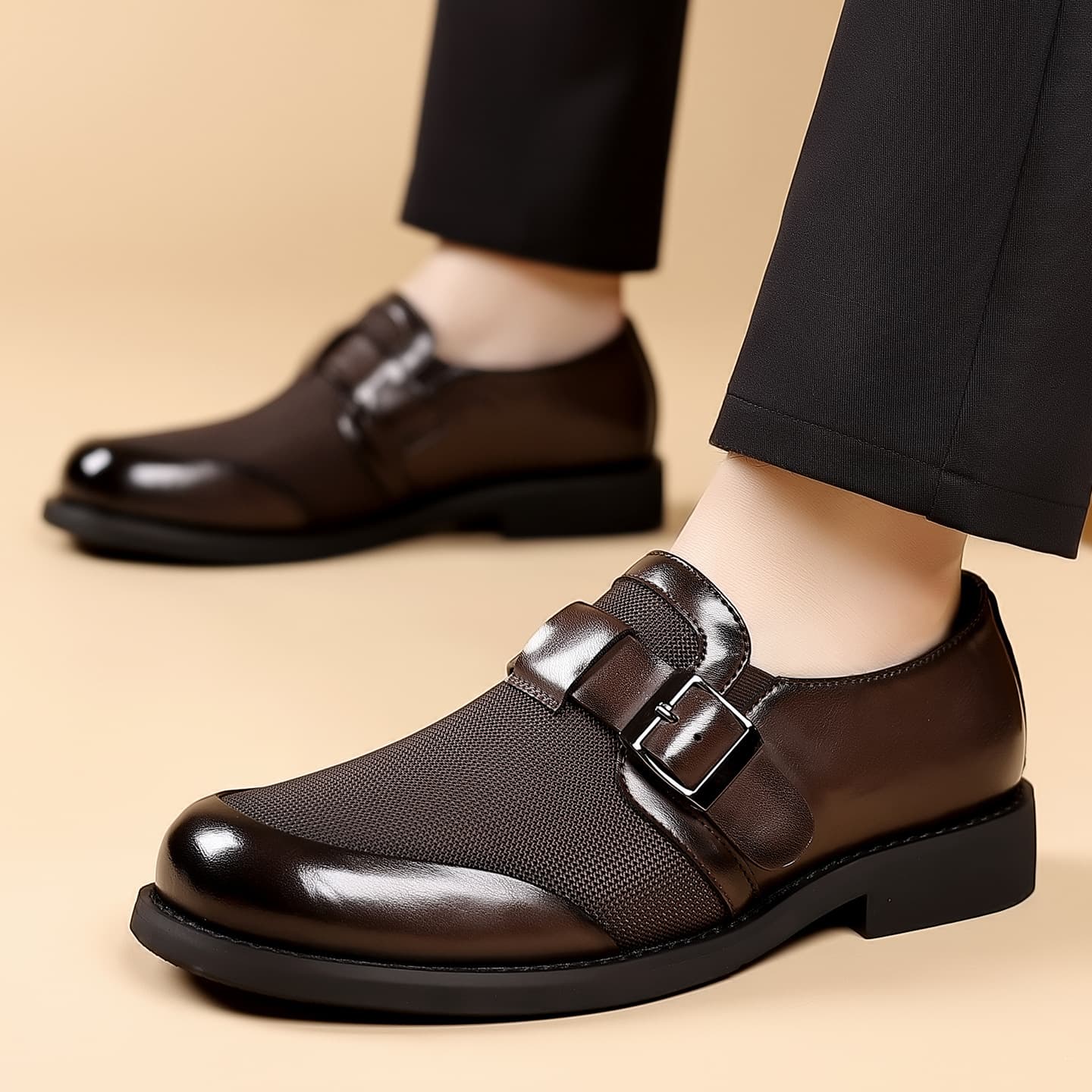 (Cross-border trading), fashionable casual universal black shoes English style, adjustable strap 3