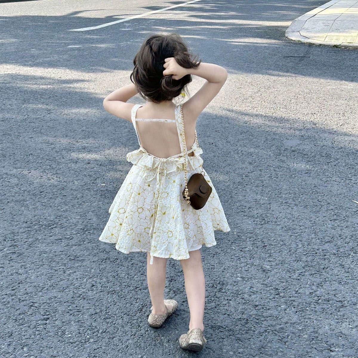 Summer skirt, children's slip dress, small princess costume, backless 3
