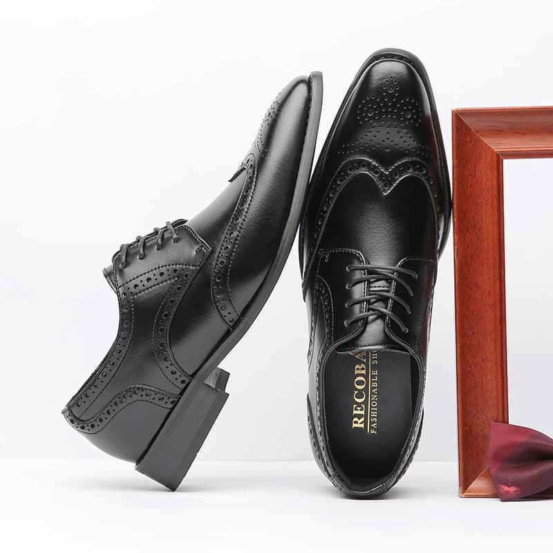 2026 new style inner heightening formal leather shoes men's genuine leather carved brogue business office derby shoes gentleman's wedding 4