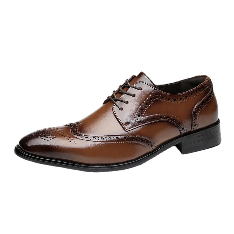 2026 new style inner heightening formal leather shoes men's genuine leather carved brogue business office derby shoes gentleman's wedding 5