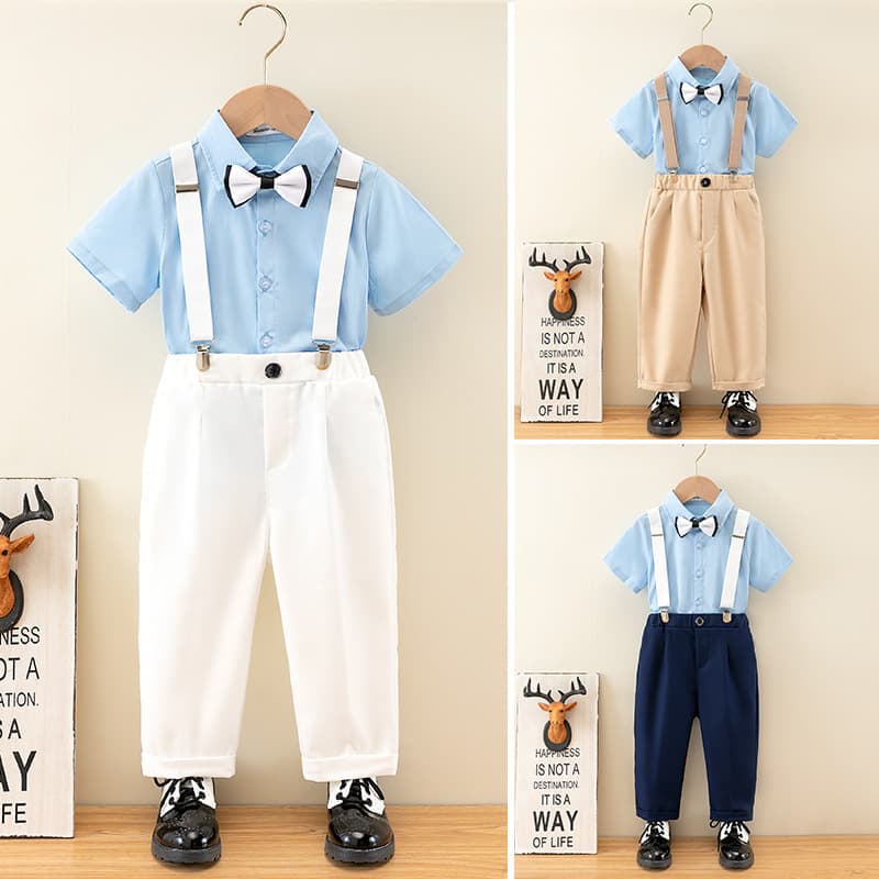 Children's summer shirt, suspenders, set for boys, dress, suit, Birthday gift 2