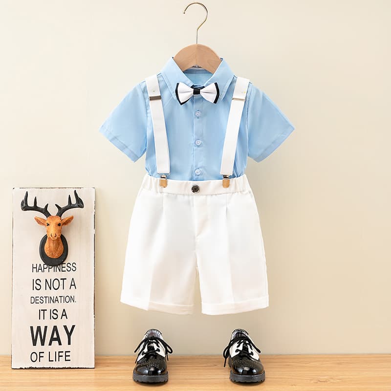 Children's summer shirt, suspenders, set for boys, dress, suit, Birthday gift 5