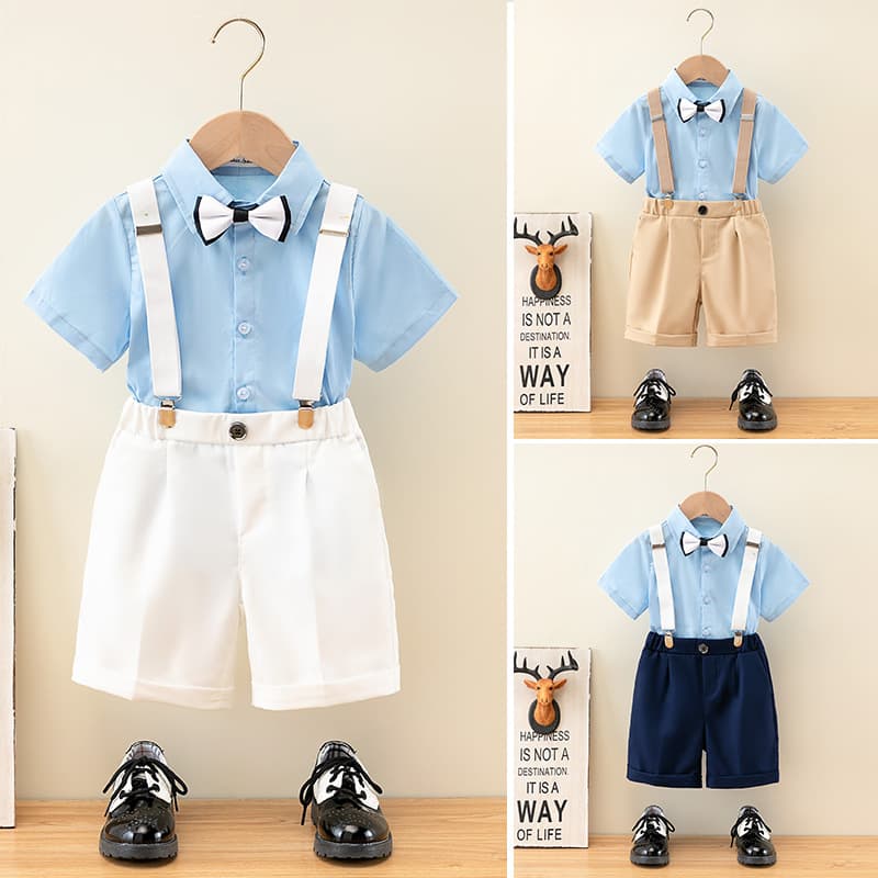 Children's summer shirt, suspenders, set for boys, dress, suit, Birthday gift 1