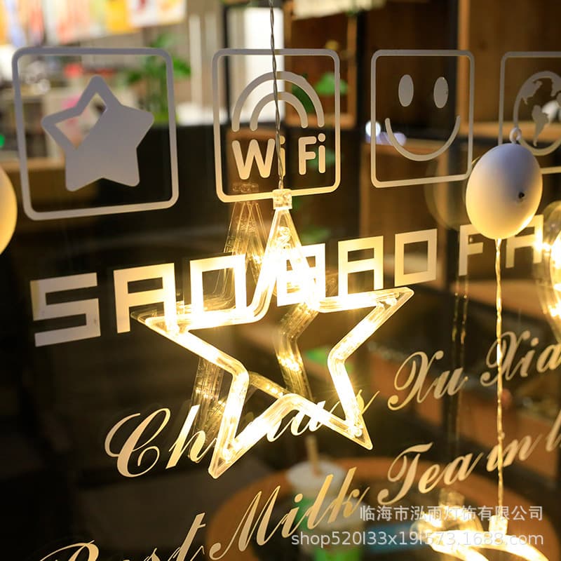 LED suction lamp Christmas decoration Star Lighting window lamp Creative holiday decoration scene layout color lamp wholesale 3