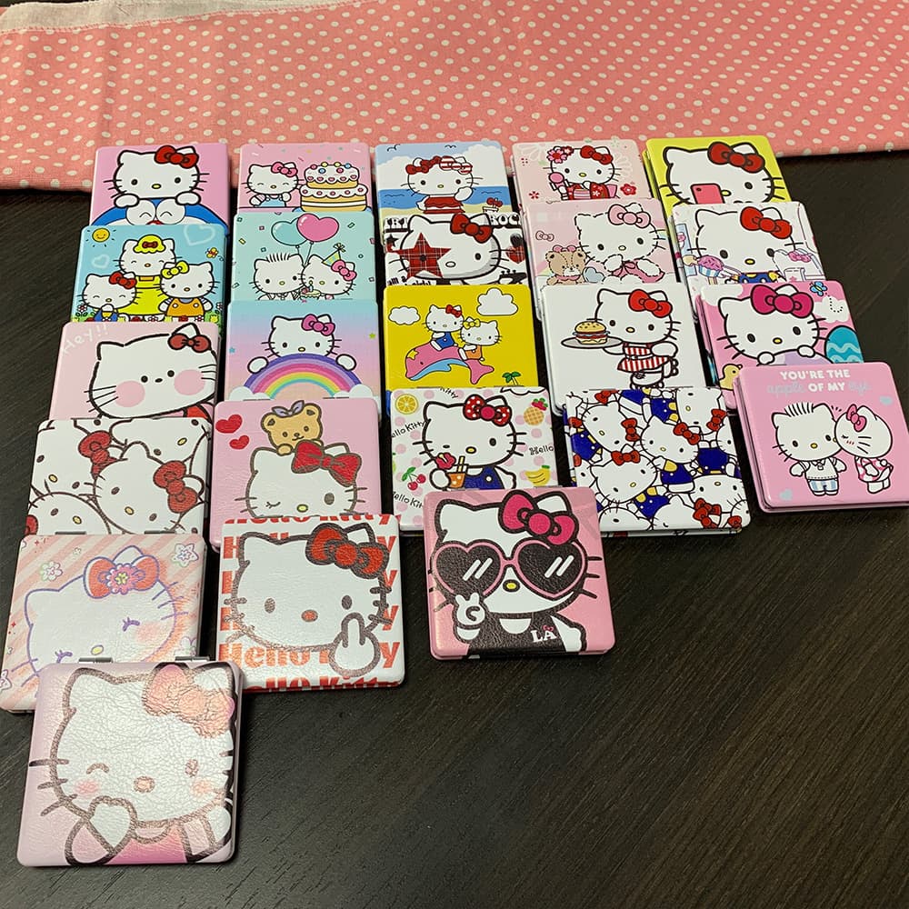 Hello kitty, cute handheld folding mirror for students, kitten, custom-made, print