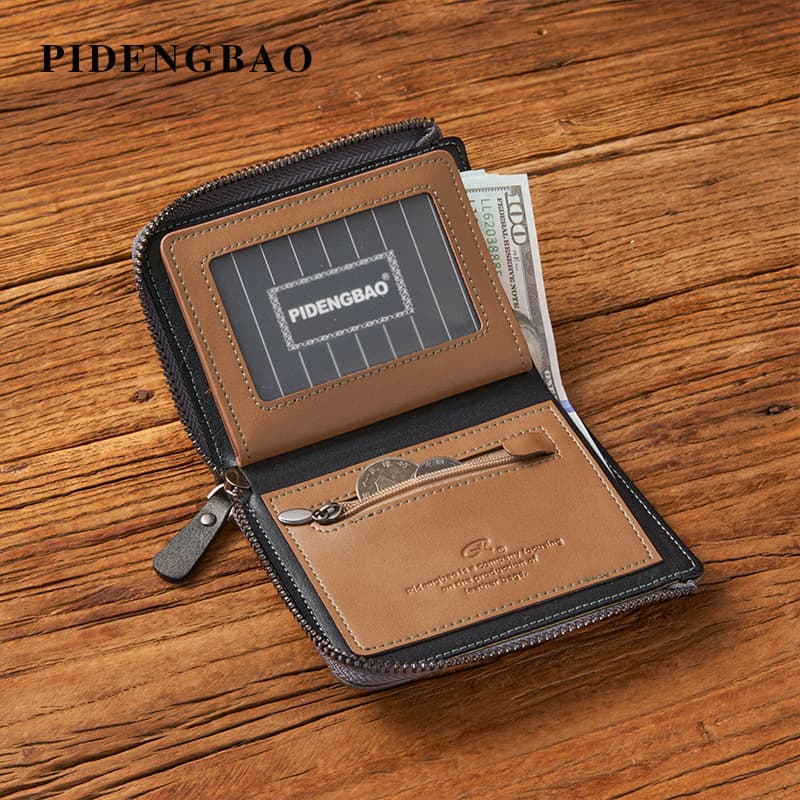 (Cross-border trading), universal capacious casual retro wallet with zipper 2