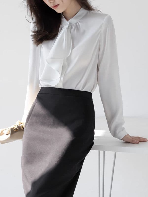 Design autumn bow tie, long-sleeve, shirt, simple and elegant design 4
