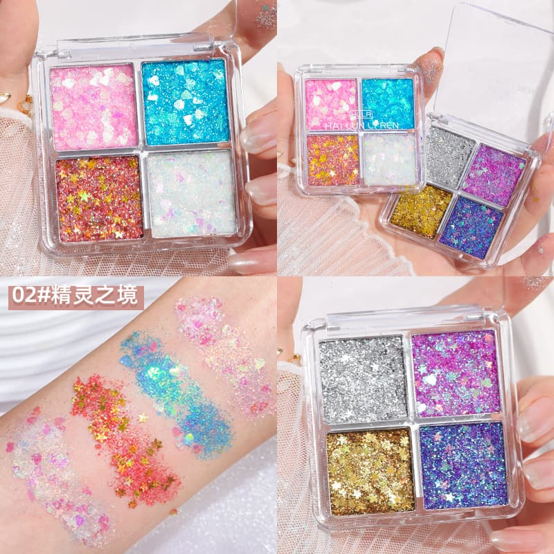 June 1st stage performance large sequined four-color eyeshadow 61st party dance stage fine glitter 4-color sequined eyeshadow 4