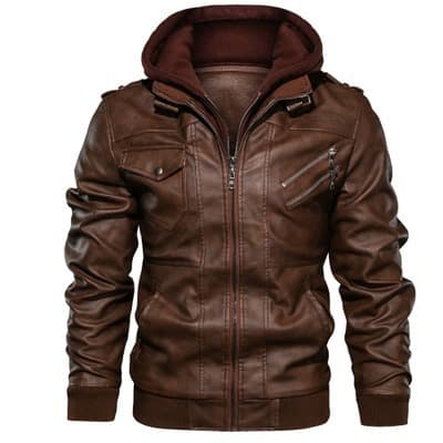 Men's polyurethane demi-season black jacket with zipper, wish, slim fit 3
