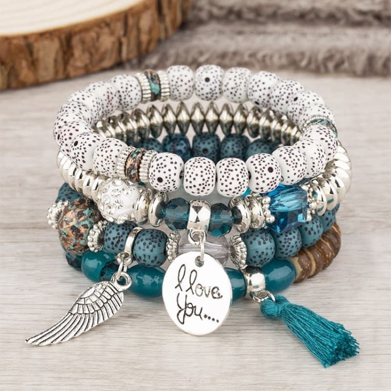 Fashionable jewelry with tassels, beaded bracelet, boho style 4