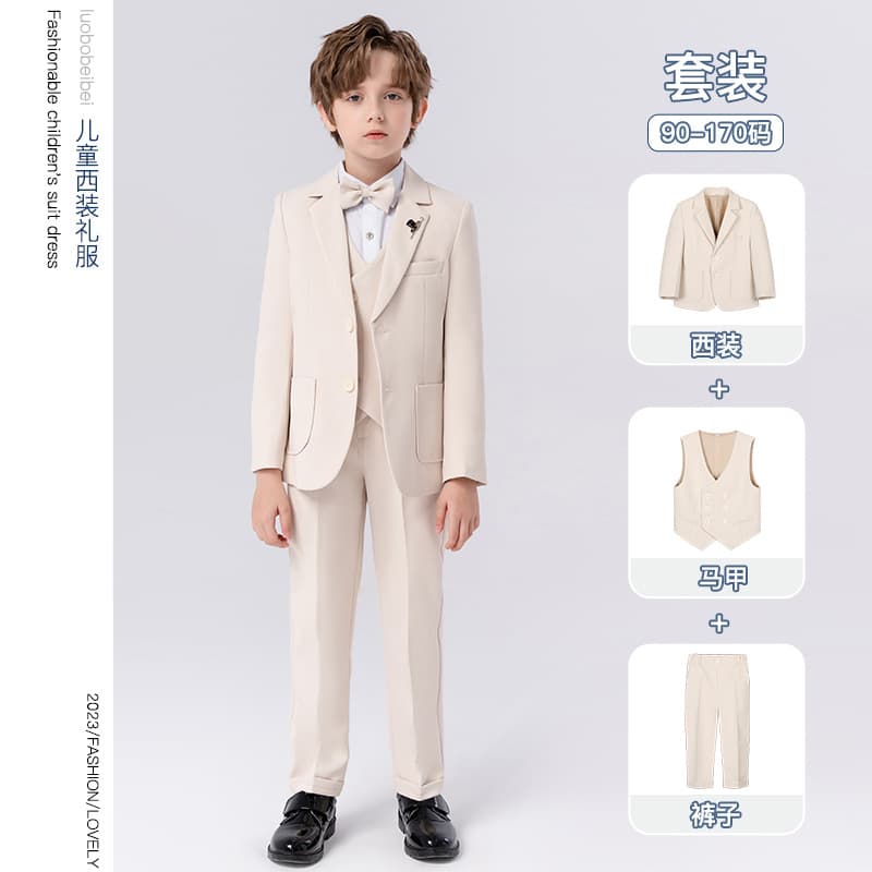 Children's suit, autumn dress, solid color flower boy costume, piano