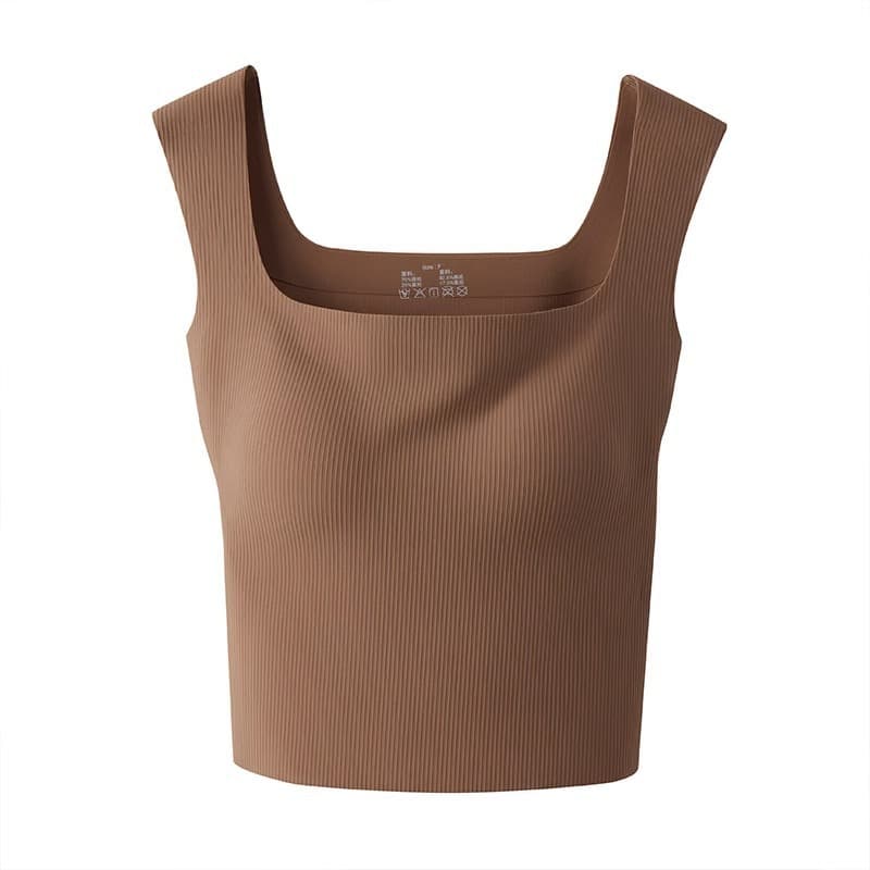 Tie, removable summer knitted short base top with cups, square neckline, beautiful back 5