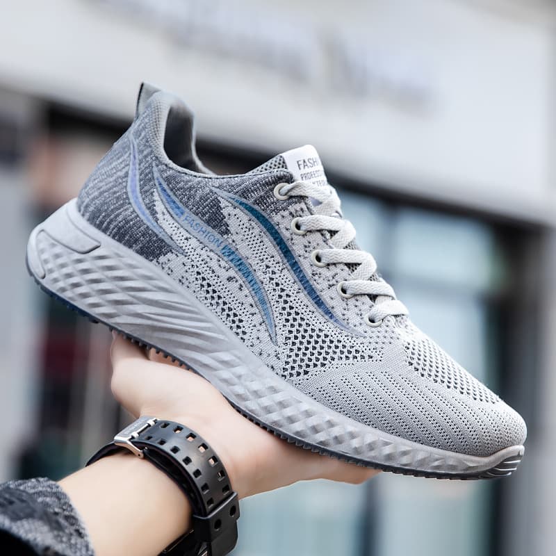 (Wholesale), trend low running sneakers with shoelaces, breathable casual footwear, soft sole, made with flyknit technology 2