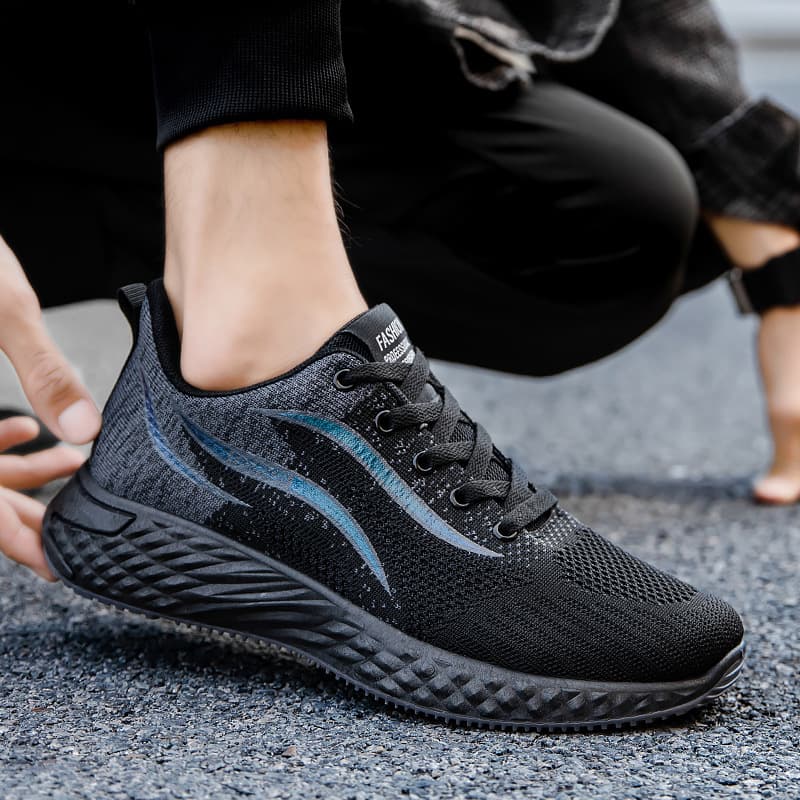(Wholesale), trend low running sneakers with shoelaces, breathable casual footwear, soft sole, made with flyknit technology 4