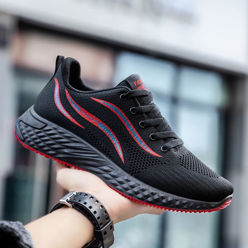 (Wholesale), trend low running sneakers with shoelaces, breathable casual footwear, soft sole, made with flyknit technology 1