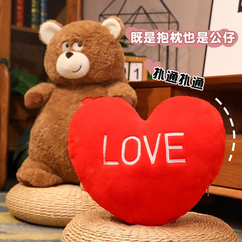 Plush doll, toy, double-sided pillow for St. Valentine's Day, with little bears, Birthday gift 6
