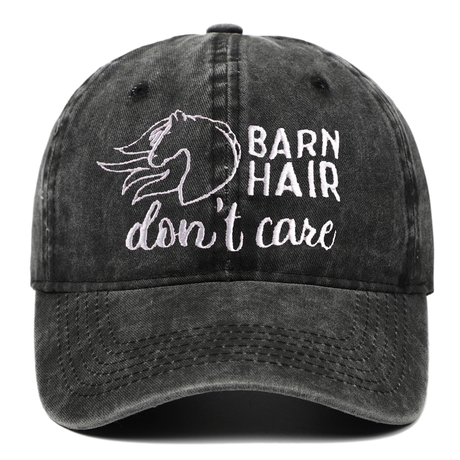 Hair Don't Care Embroidered Vintage Washed Canvas Cap 2