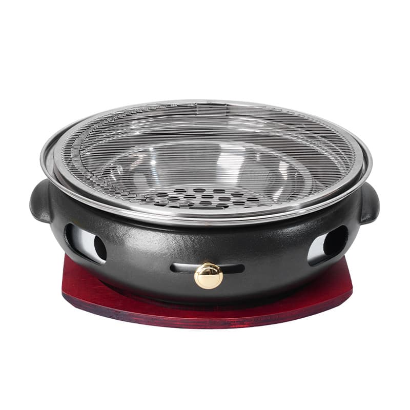 Korean cast iron barbecue stove Japanese smokeless barbecue stove Commercial round charcoal grill pot Household charcoal grill 5