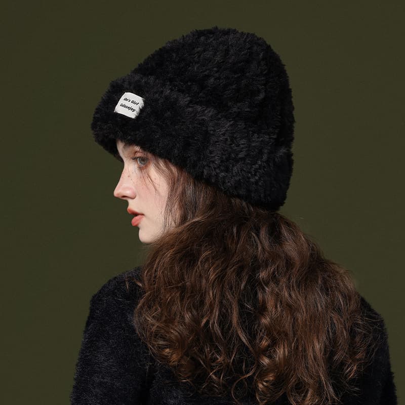 Demi-season knitted windproof keep warm knitted hat, increased thickness 4
