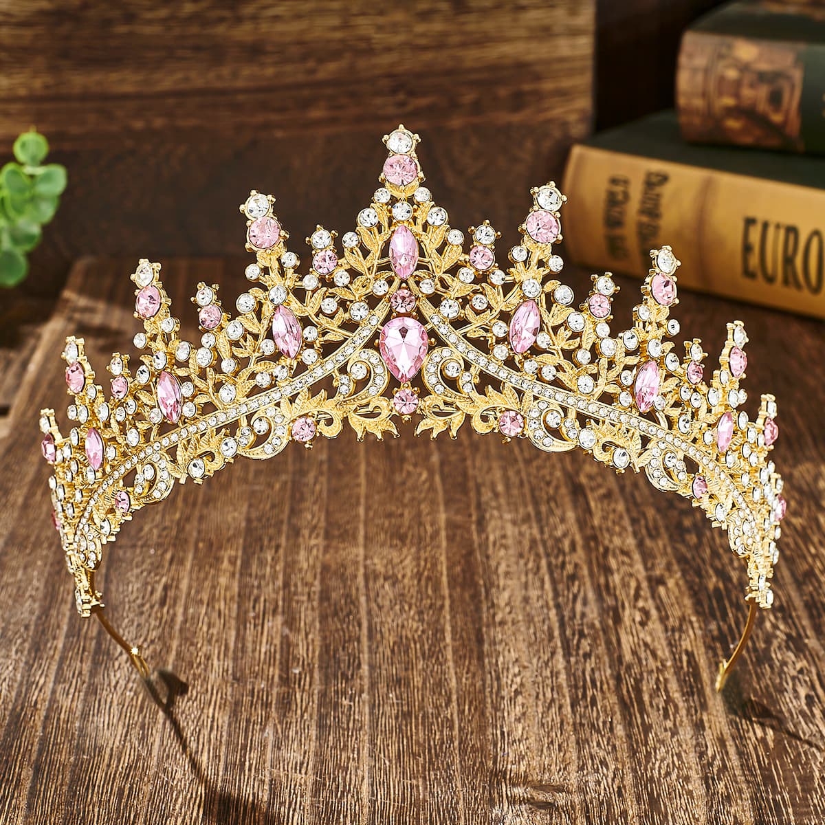 Elite tiara for bride, metal golden water, crown for adults, accessory, European style 4