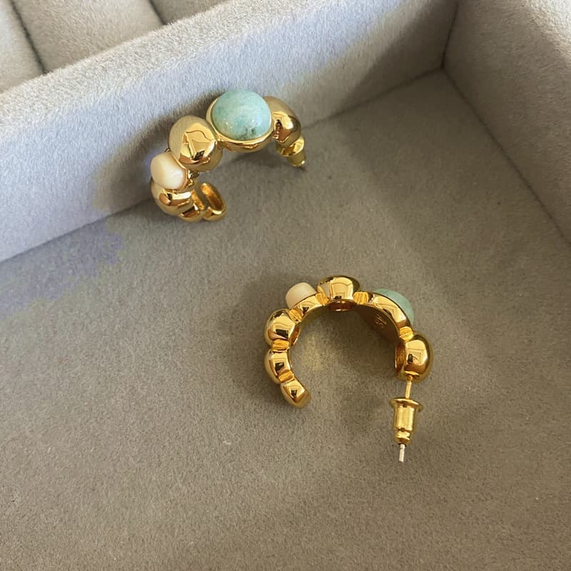 French niche fashion retro Aurelie Bidermann Bohemian natural Tianhe stone earrings 4