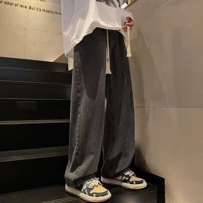 Autumn jeans, universal summer casual trousers, loose straight fit, oversize, American style 3