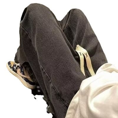 Autumn jeans, universal summer casual trousers, loose straight fit, oversize, American style 5