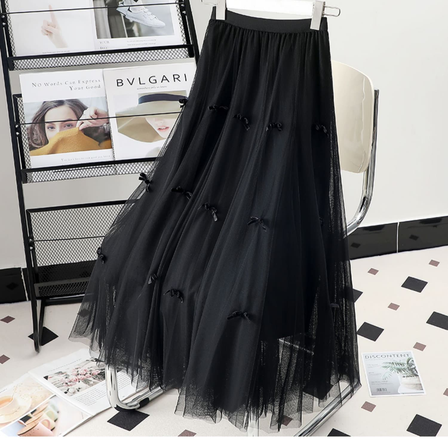 Elite long skirt with bow, mid-length, A-line 2