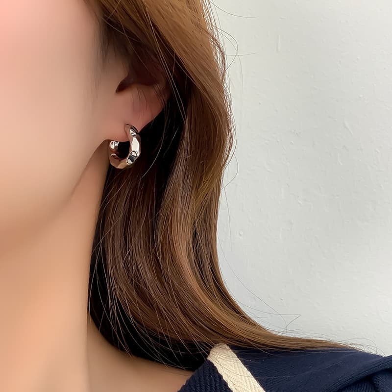Retro metal geometric brand small design earrings, European style, light luxury style, simple and elegant design 4