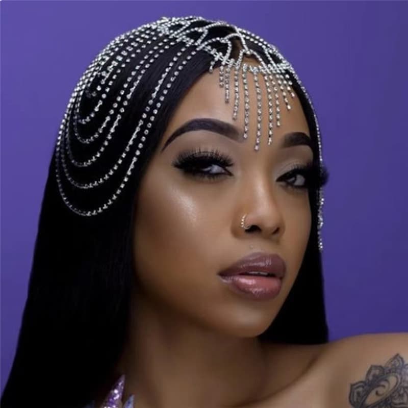 Bride Rhinestone Hair Tassel Ornament - Stage Performance Accessory 2