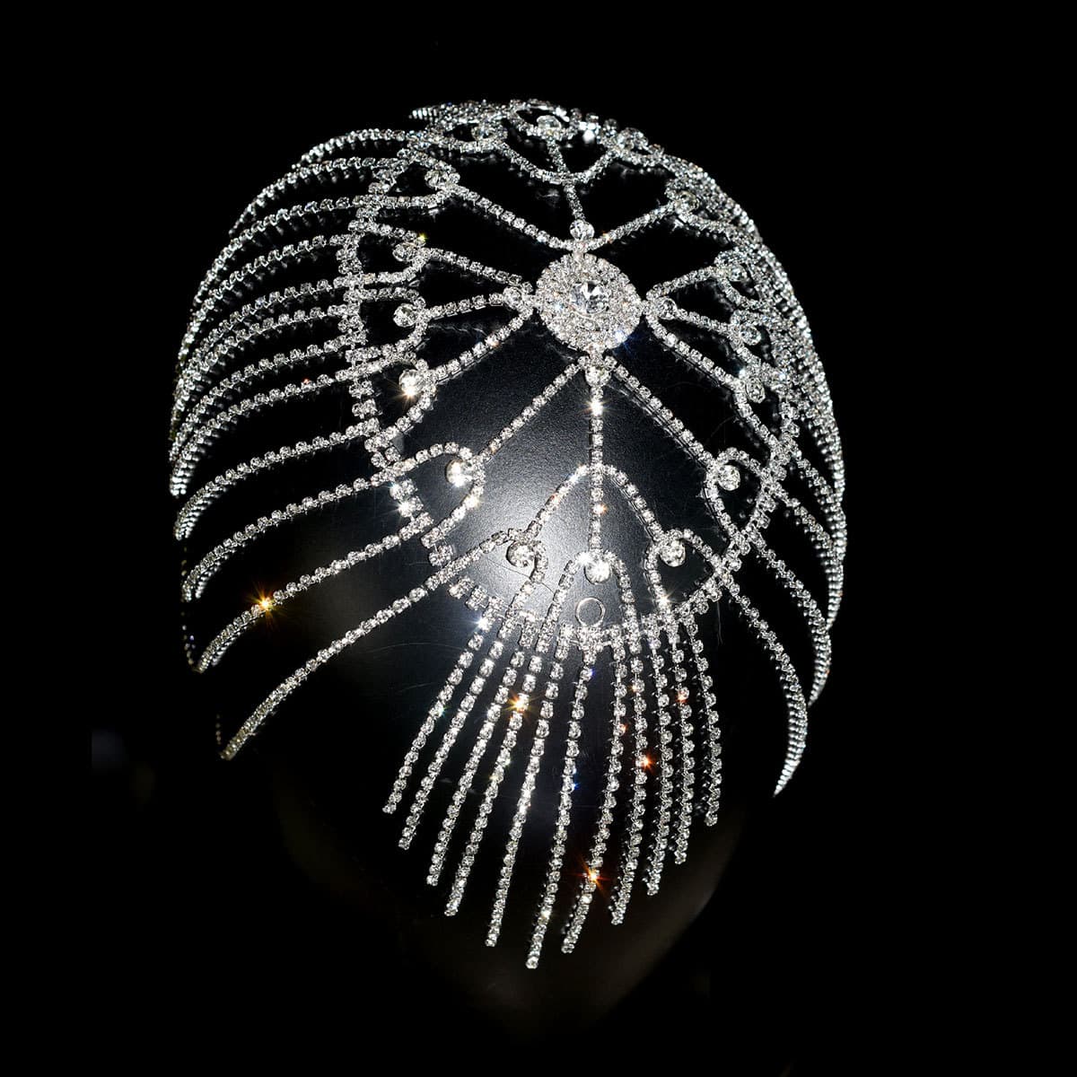 Bride Rhinestone Hair Tassel Ornament - Stage Performance Accessory 3