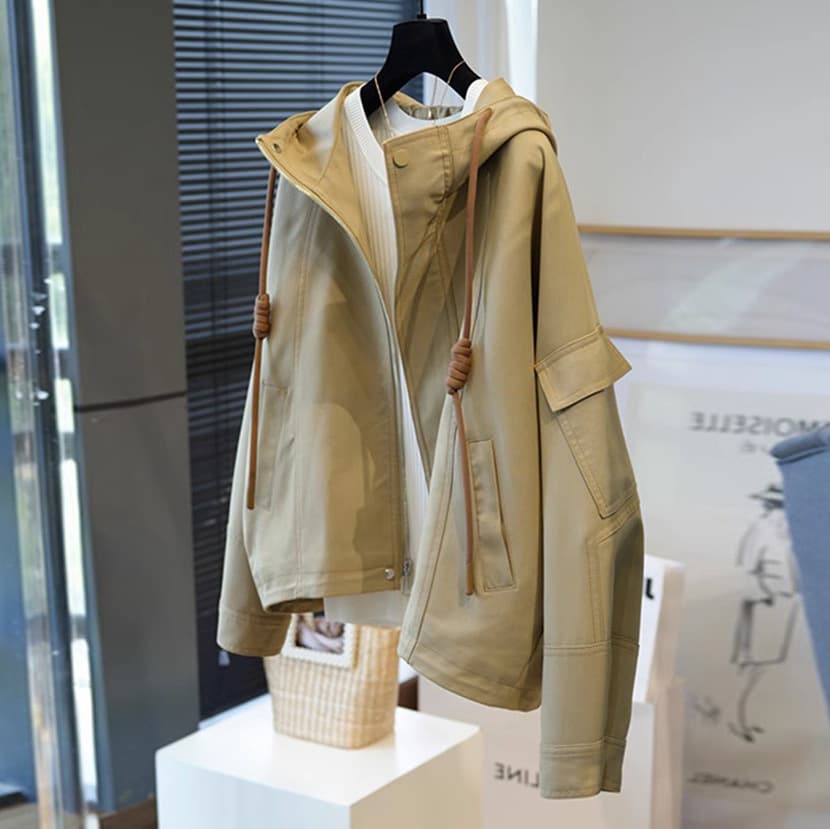 Khaki nurse uniform, hoody, autumn jacket, (Physicals), Chanel style, city style 1
